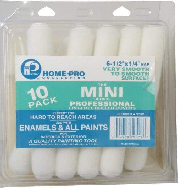 Premier Paint Roller - 1/4" Nap, Mini Paint Roller - 6-1/2" Wide, Includes Roller Cover - Exact Tool & Supply