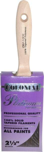 Premier Paint Roller - 2-1/2" Flat Synthetic Varnish Brush - 3" Bristle Length, 7-1/4" Wood Handle - Exact Tool & Supply