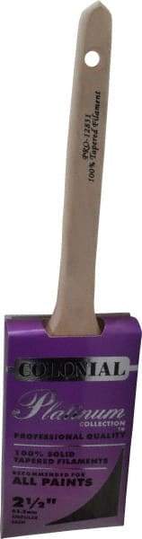 Premier Paint Roller - 2-1/2" Angled Synthetic Sash Brush - 3" Bristle Length, 9" Wood Rattail Handle - Exact Tool & Supply