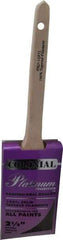 Premier Paint Roller - 2-1/2" Angled Synthetic Sash Brush - 3" Bristle Length, 9" Wood Rattail Handle - Exact Tool & Supply