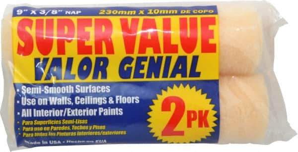 Premier Paint Roller - 3/8" Nap, 9" Wide Paint General Purpose Roller Cover - Semi-Smooth Texture, Polyester - Exact Tool & Supply