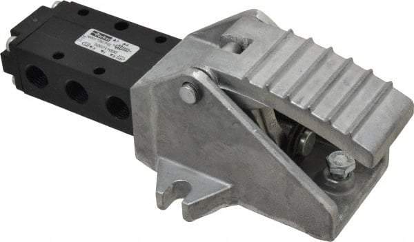Parker - 0.83 CV Rate, 1/4" NPT Inlet Direct Air 4 Mechanical Spool Valve - 4 Way, 2 Position, 150 Max psi, Pedal Spring Return - Exact Tool & Supply