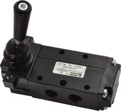 Parker - 0.83 CV Rate, 1/4" NPT Inlet Direct Air 4 Mechanical Spool Valve - 4 Way, 3 Position CC, 150 Max psi, Lever Manual Return - Exact Tool & Supply