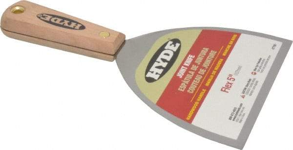 Hyde Tools - 5" Wide Steel Putty Knife - Flexible, Hardwood Handle, 8-1/4" OAL - Exact Tool & Supply