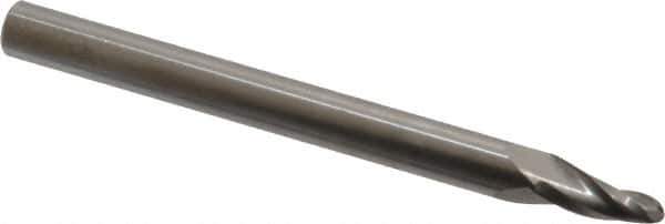 Onsrud - 1/8" Cutting Diam x 1/2" Length of Cut, 2 Flute, Upcut Spiral Router Bit - Uncoated, Right Hand Cut, Solid Carbide, 3" OAL x 1/4" Shank Diam, Ball End Taper - Exact Tool & Supply