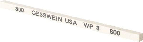 Made in USA - 800 Grit Aluminum Oxide Square Polishing Stone - Super Fine Grade, 5/32" Wide x 4" Long x 5/32" Thick - Exact Tool & Supply