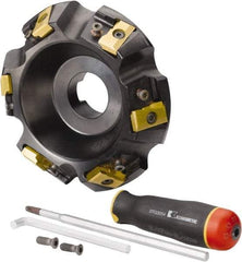 Kennametal - 5" Cut Diam, 1-1/2" Arbor Hole, 21.41mm Max Depth of Cut, 30° Indexable Chamfer & Angle Face Mill - 6 Inserts, LN.U 2210... Insert, Right Hand Cut, 6 Flutes, Series MEGA60 - Exact Tool & Supply