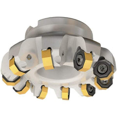 Iscar - 4.49" Cut Diam, 1-1/2" Arbor Hole, 0.138" Max Depth of Cut, 45° Indexable Chamfer & Angle Face Mill - 8 Inserts, ON.. 05..\xB6OXMT 0507\xB6RXMT 1607\xB6S845 SN.U 13 Insert, Right Hand Cut, 8 Flutes, Through Coolant, Series Helido - Exact Tool & Supply