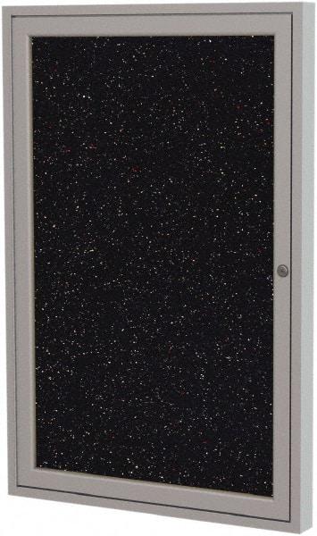 Ghent - 24" Wide x 18" High Enclosed Cork Bulletin Board - Fabric Covered, Black - Exact Tool & Supply