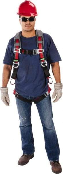 MSA - 310 Lb Capacity, Size X-Large, Full Body Vest Harness - Webbing, Quick-Connect Leg Straps, Quick-Connect Chest Strap, Full Body Protection - Exact Tool & Supply