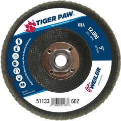 5″ Tiger Paw Abrasive Flap Disc, Flat, Phenolic Backing, 60Z, 5/8″-11 Arbor Hole - Exact Tool & Supply