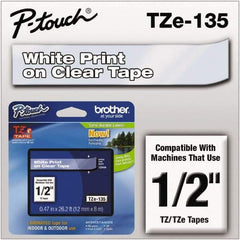 Brother - 1/2" Wide x 314.4" Long, Clear Plastic/Paper Tape Cassette - For Label Maker - Exact Tool & Supply