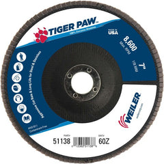 7″ Tiger Paw Abrasive Flap Disc, Flat, Phenolic Backing, 60Z, 7/8″ Arbor Hole - Exact Tool & Supply