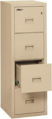 FireKing - 17-3/4" Wide x 52-3/4" High x 22-1/8" Deep, 4 Drawer Vertical File - Steel, Parchment - Exact Tool & Supply