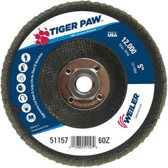 5″ Tiger Paw Abrasive Flap Disc, Angled, Phenolic Backing, 60Z, 5/8″-11 Arbor Hole - Exact Tool & Supply