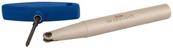 Iscar - 1/2" Cut Diam, 3/4" Shank Diam, 6-1/2" OAL, Indexable Ball Nose End Mill - 2" Head Length, Straight Shank, HCM D.50 Toolholder, HBF D.50, HBR D.50, HCR D.50 Insert - Exact Tool & Supply