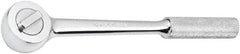 SK - 1/2" Drive Round Head Ratchet - Full Polish Chrome Finish, 15" OAL, 50 Gear Teeth, Full Polished Knurled Handle, Reversible Head - Exact Tool & Supply