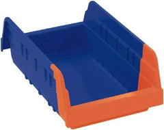 Akro-Mils - 11-5/8" Deep, Blue/Orange Hopper Shelf Bin - 4" High x 4-1/4" Wide x 11-5/8" Long - Exact Tool & Supply