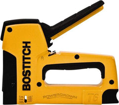 Stanley Bostitch - Manual Staple Gun - 1/4, 3/8, 1/2" Staples, 84 Lb Capacity, Yellow, Aluminum Die Cast - Exact Tool & Supply