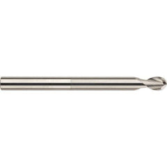 SGS - 10mm Diam, 12mm LOC, 2 Flute Solid Carbide Ball End Mill - Uncoated, Single End, 100mm OAL, 10mm Shank Diam, Spiral Flute - Exact Tool & Supply