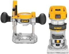 DeWALT - 16,000 to 27,000 RPM, 1.25 HP, 7 Amp, Fixed and Plunge Combination Electric Router - 115 Volts, 1/4 Inch Collet - Exact Tool & Supply