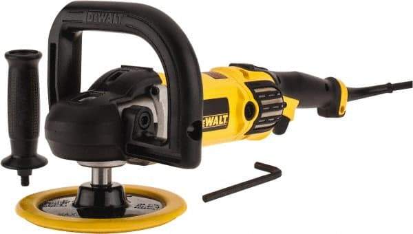 DeWALT - 7" Pad Diam, 600 & 3,500 RPM, Handheld Electric Polisher - 5/8-11" Spindle Thread, 12 Amps, 115 Volts - Exact Tool & Supply