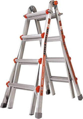 Little Giant Ladder - 14 Steps, 15' High, Type IAA Rating, Aluminum Multi-Use Ladder - 375 Lb Load Capacity, 21" Base Width - Exact Tool & Supply