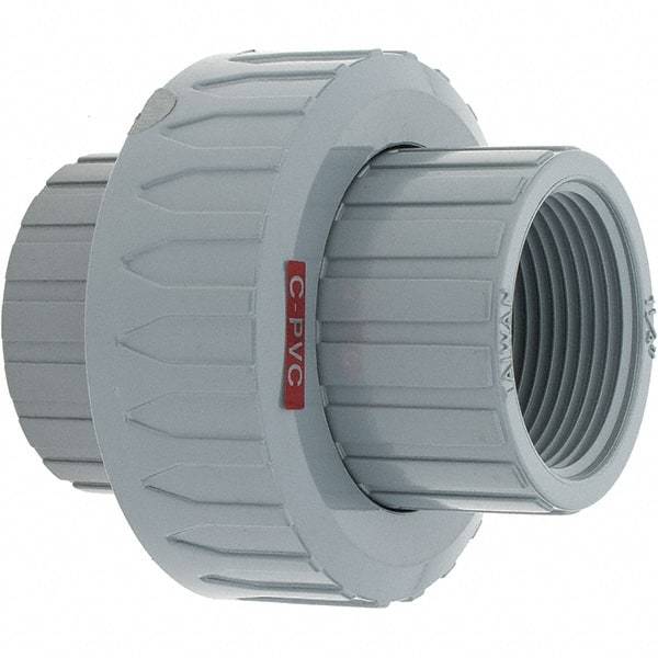 Value Collection - 1-1/4" CPVC Plastic Pipe Union with EPDM O-Ring - FIPT x FIPT End Connections - Exact Tool & Supply