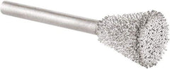 KUTZALL - 3/8" Cut Diam, 1/8" Shank Diam, Inverted Cone Head Burr - Carbide - Exact Tool & Supply