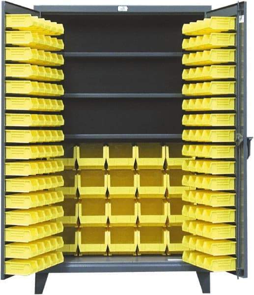 Strong Hold - 3 Shelf 110 Bin Storage Cabinet - Steel, 36" Wide x 24" Deep x 78" High, Dark Gray - Exact Tool & Supply