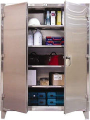 Strong Hold - 4 Shelf Locking Storage Cabinet - Stainless Steel, 48" Wide x 24" Deep x 72" High, Dark Gray - Exact Tool & Supply