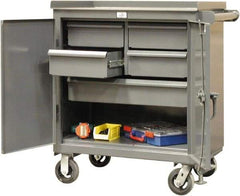 Strong Hold - 24" Wide x 36" High x 36" Deep, 5 Drawer Tool Cart - 400 Lb Capacity, Steel, Dark Gray - Exact Tool & Supply