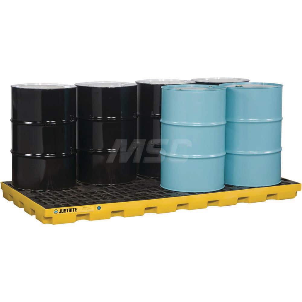 Justrite - Spill Pallets, Platforms, Sumps & Basins; Type: EcoPolyBlend? Accumulation Centers ; Number of Drums: 8 ; Sump Capacity (Gal.): 98.00 ; Load Capacity (Lb.): 10000.000 ; Material: Polyethylene ; Height (Inch): 5.5 - Exact Tool & Supply