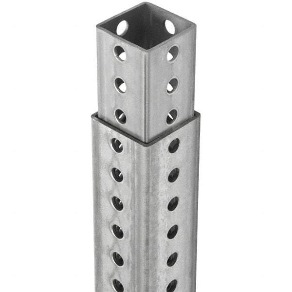 TAPCO - 4' High, Galvanized Traffic Sign Post - Steel, 7/16" Hole Diam, Silver - Exact Tool & Supply