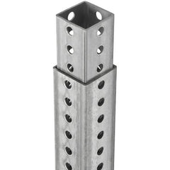 TAPCO - 4' High, Galvanized Traffic Sign Post - Steel, 7/16" Hole Diam, Silver - Exact Tool & Supply