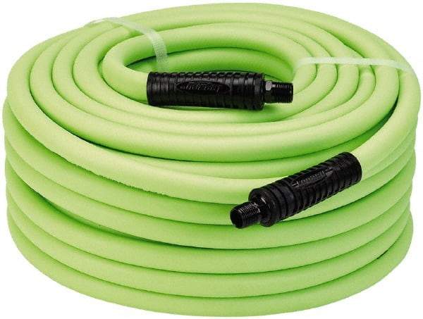 Legacy - 1/2" ID x 0.74" OD 100' Long Multipurpose Air Hose - MNPT x MNPT Ends, 300 Working psi, 140°, 3/8" Fitting, Green - Exact Tool & Supply