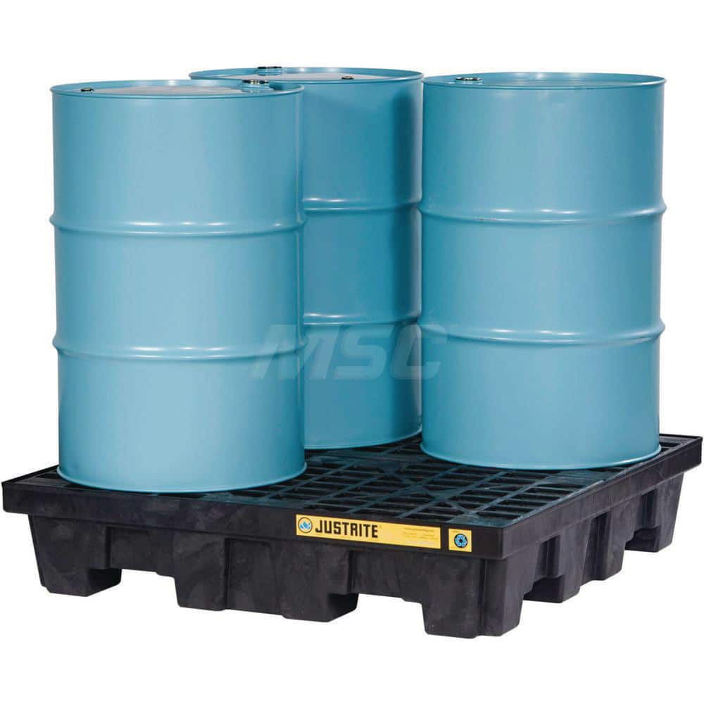 Justrite - Spill Pallets, Platforms, Sumps & Basins; Type: EcoPolyBlend? Spill Control Pallets ; Number of Drums: 4 ; Sump Capacity (Gal.): 73.00 ; Load Capacity (Lb.): 5000.000 ; Material: Polyethylene ; Height (Inch): 10.25 - Exact Tool & Supply