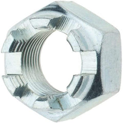 Value Collection - 1/2-20 UNF Grade 5 Steel Castle Locknut - Zinc-Plated Finish - Exact Tool & Supply