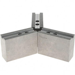 Abbott Workholding Products - 12" & Up Chuck Capacity, 1.5mm x 60° Serrated Attachment, Square Soft Lathe Chuck Jaw - 3 Jaws, Steel, 1.1811" Btw Mount Hole Ctrs, 5-1/2" Long x 2" Wide x 4" High, 0.8268" Groove, 0.6299" & 16mm Fastener - Exact Tool & Supply