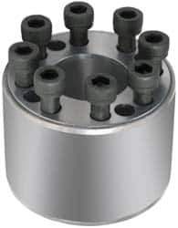 Climax Metal Products - M8 Thread, 2-3/8" Bore Diam, 3.543" OD, Shaft Locking Device - 10 Screws, 46,302 Lb Axial Load, 3.543" OAW, 2.205" Thrust Ring Width - Exact Tool & Supply