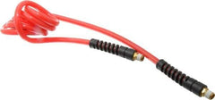 PRO-SOURCE - 5/16" ID, 1/4 Thread, 5' Long, Red Polyurethane Coiled & Self Storing Hose - 120 Max psi, Male Swivel x Male Swivel - Exact Tool & Supply