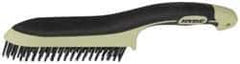 Hyde Tools - 1-1/8 Inch Trim Length Steel Scratch Brush - 6" Brush Length, 11-3/4" OAL, 1-1/8" Trim Length, Plastic with Rubber Overmold Ergonomic Handle - Exact Tool & Supply
