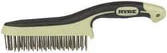 Hyde Tools - 1-1/8 Inch Trim Length Stainless Steel Scratch Brush - 6" Brush Length, 11-3/4" OAL, 1-1/8" Trim Length, Plastic with Rubber Overmold Ergonomic Handle - Exact Tool & Supply