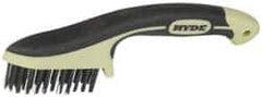 Hyde Tools - 1-1/8 Inch Trim Length Steel Scratch Brush - 3-1/4" Brush Length, 8-3/4" OAL, 1-1/8" Trim Length, Plastic with Rubber Overmold Ergonomic Handle - Exact Tool & Supply