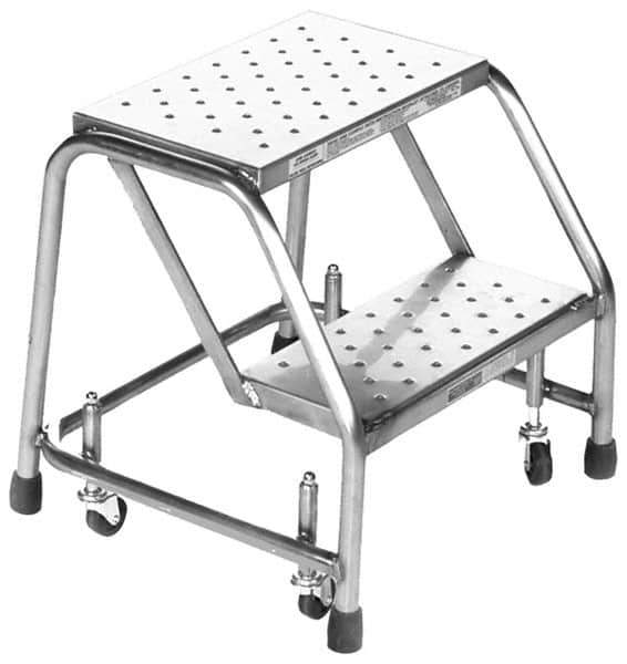 Ballymore - 19" 2 Step Ladder - Rolling Safety Ladder, 450 Lb Capacity, 19" Platform Height, 30" Base Width x 19" Base Depth, Grip Strut - Exact Tool & Supply