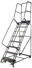 Ballymore - 105" 6 Step Ladder - Rolling Safety Ladder, 450 Lb Capacity, 60" Platform Height, 32" Base Width x 49" Base Depth, Grip Strut - Exact Tool & Supply