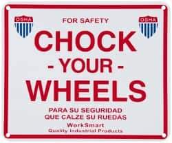 Value Collection - "Chock Your Wheels", Aluminum Safety Sign - Use for Accident Prevention - Exact Tool & Supply