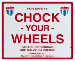 Value Collection - "Chock Your Wheels", Aluminum Safety Sign - Use for Accident Prevention - Exact Tool & Supply