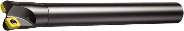 Sandvik Coromant - 42mm Cut Diam, 8mm Max Depth of Cut, 32mm Shank Diam, 9.8425" OAL, Indexable Chamfer & Angle End Mill - Multiple Insert Styles, Cylindrical Shank, 10° Lead Angle, Through Coolant - Exact Tool & Supply