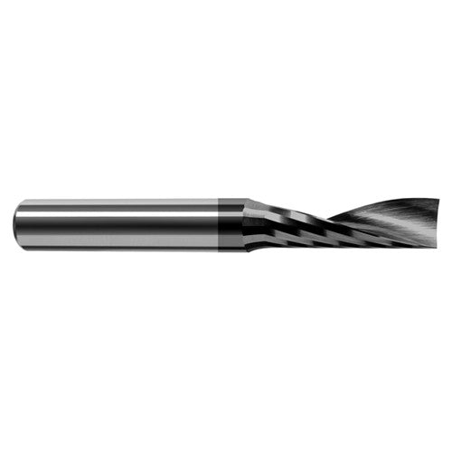 End Mills for Plastics - Single Flute - 0.0625″ (1/16″) Cutter Diameter × 0.1860″ Length of Cut Carbide Square Upcut End Mill for Plastic, 1 Flute, Amorphous Diamond Coated - Exact Tool & Supply